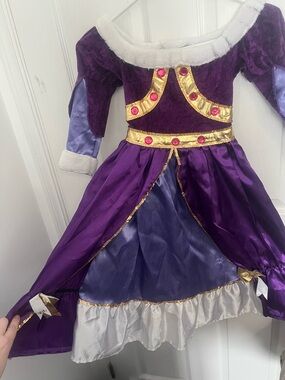Girls Purple Princess Costume Dress with Gold Trim. Frozen